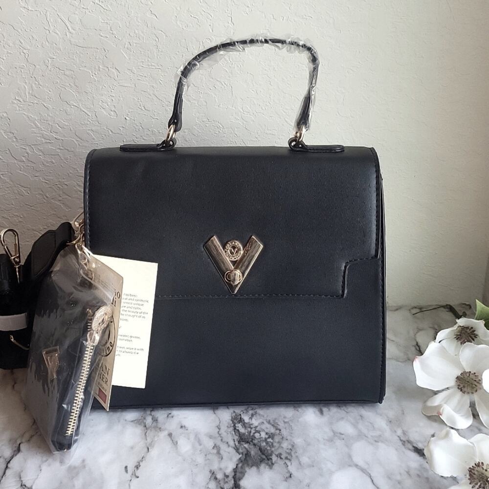 Valentino Orlandi Black Vegan Leather Handbag